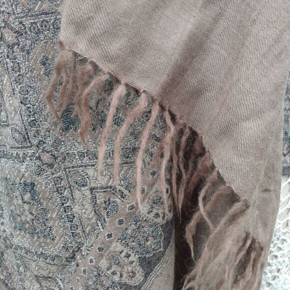 NWOT HALSTON RED 100%Wool XL Earth Tones Paisley Boho Scarf/Wrap - Picture 3 of 12